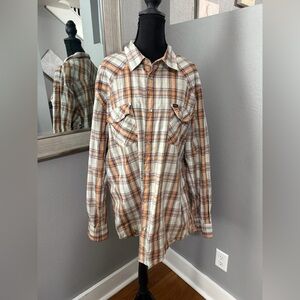 Bullhead Western-Style Pearl Snap Plaid Shirt Size XXL.
